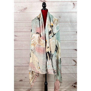 One Hundred Stars Scarf Shawl Wrap Swan Print Lightweight